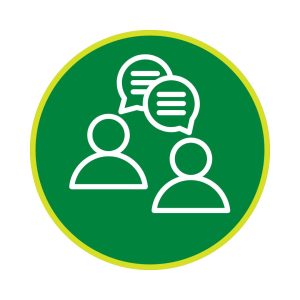 Icon of two people talking.