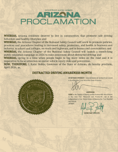 Distracted Driving Awareness Month proclamation.