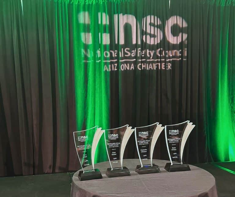 Awards on a table